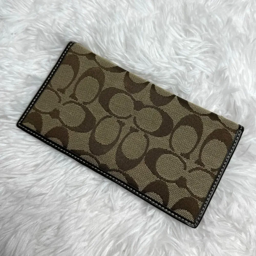 Coach Brown Signature Canvas Check Book Holder